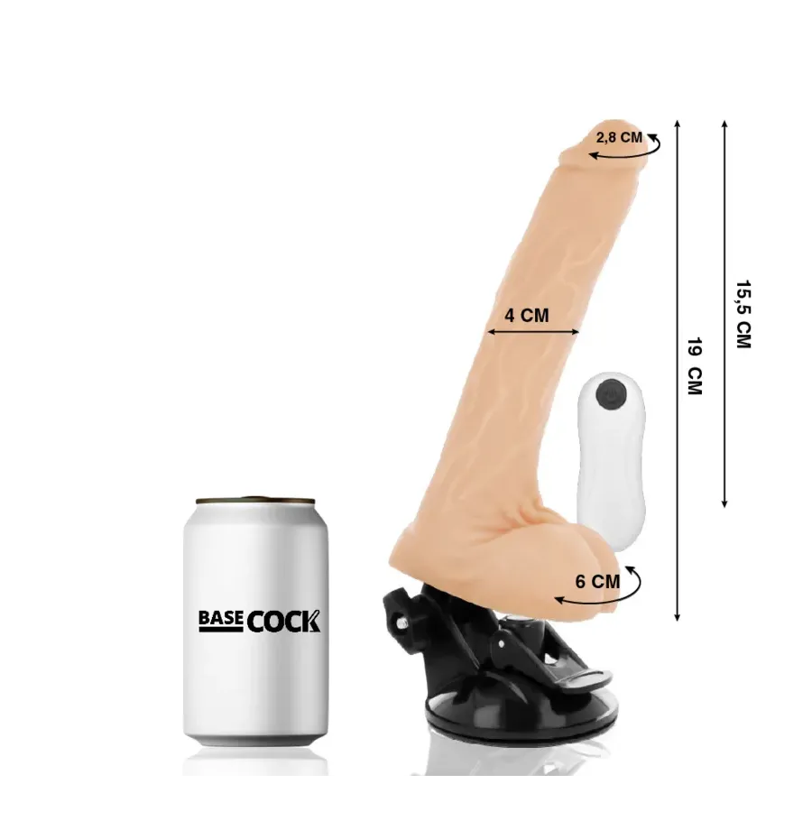 BASECOCK - VIBRADOR REALÍSTICO CONTROL REMOTO NATURAL 19 CM -O- 4 CM