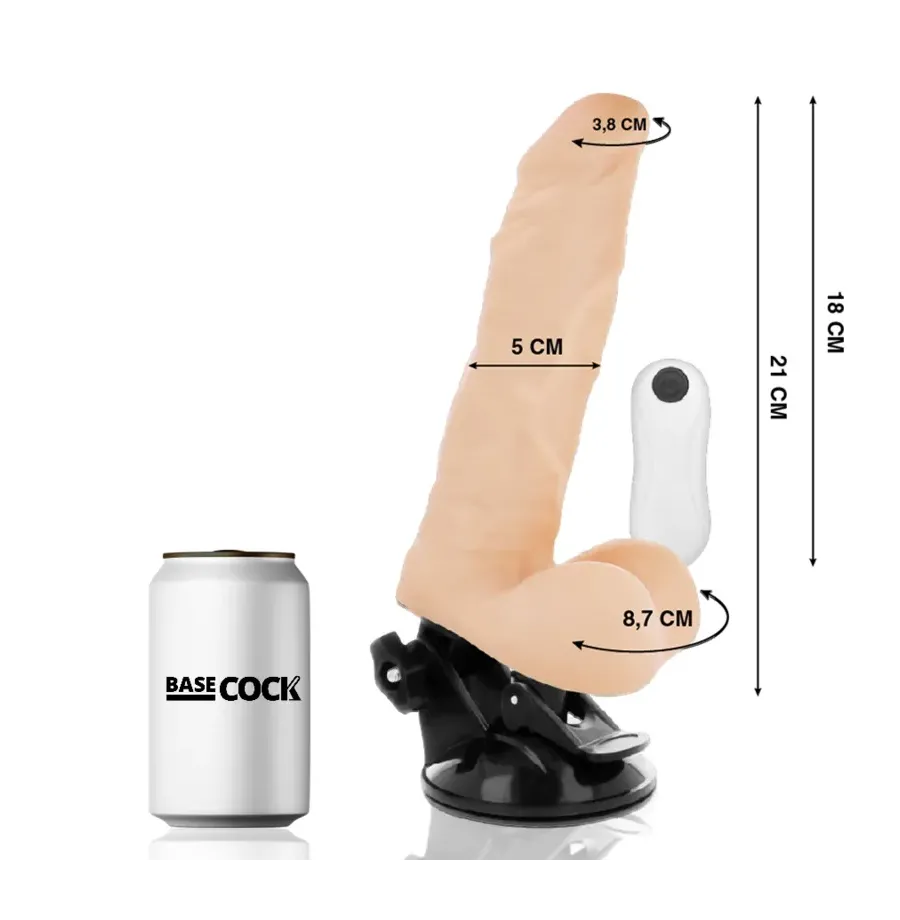 BASECOCK - VIBRATEUR ARTICULABLE TÉLÉCOMMANDE NATUREL 21 CM -O- 5 CM BASECOCK - VIBRATEUR ARTICULABLE TÉLÉCOMMANDE NATUREL 21 CM -O- 5 CM