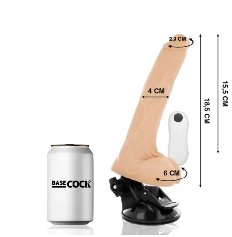 BASECOCK - VIBRADOR REALÍSTICO ARTICULABLE CONTROL REMOTO NATURAL 18.5 CM -O- 4 CM