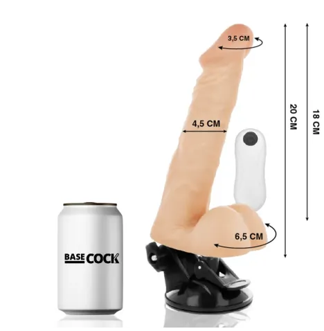 BASECOCK - VIBRATEUR ARTICULABLE TÉLÉCOMMANDE NATUREL 20 CM -O- 4.5 CM