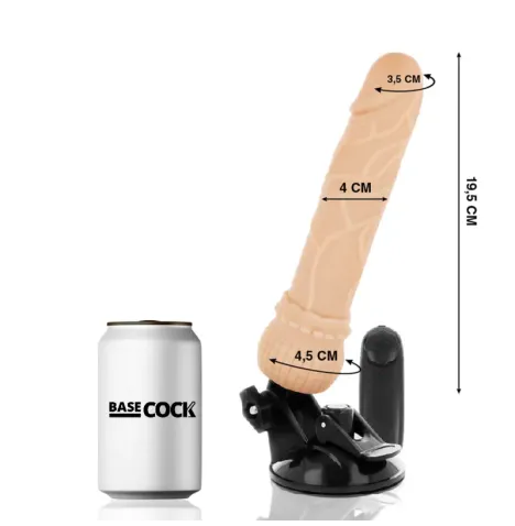 BASECOCK - VIBRADOR REALÍSTICO CONTROL REMOTO NATURAL 19.5 CM -O- 4 CM