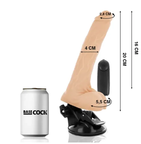 BASECOCK - VIBRATEUR NATUREL RÉALISTE TÉLÉCOMMANDE AVEC TESTICULES 20 CM -O- 4 CM
