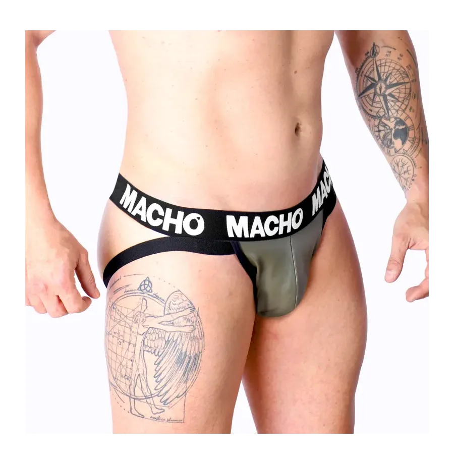 MACHO - MX27GR JOCK LEATHER GRIGIO BEIGE S MACHO - MX27GR JOCK LEATHER GRIGIO BEIGE S