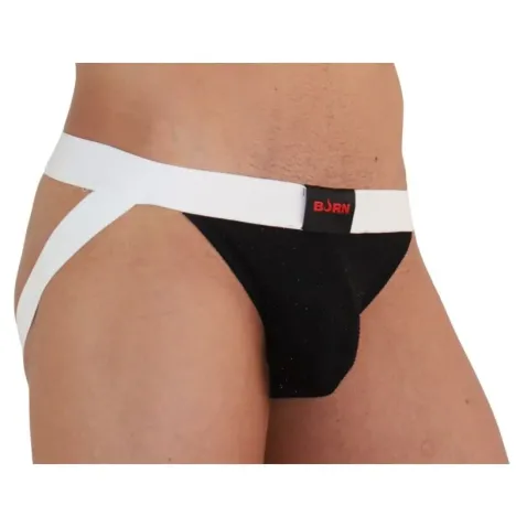 BURN - 004 JOCK SHINY BLACK - WHITE S