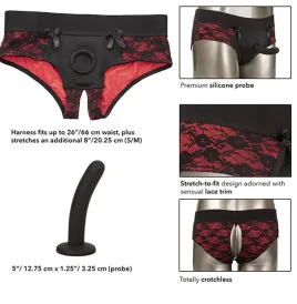 CALEXOTICS - SCANDAL SET OF CROTCHLESS PANTIES WITH DILDO SIZE S-M