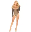 LEG AVENUE - CRYSTALIZED LONG SLEEVE BODYSUIT BLACK