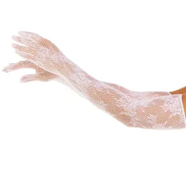 LEG AVENUE - HANDSCHUHE MIT ROTEN BLUMEN, SCHWARZ