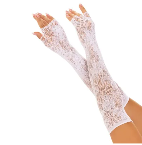 LEG AVENUE - FLORAL NETWORK FINGERLOSE HANDSCHUHE SCHWARZ