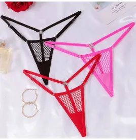 CHILIROSE - CR 4856 RED FISHNET MICRO THONG S-M