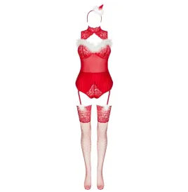 LIVCO CORSETTI FASHION - LIMPID SNOWFLAKES LC 90604 BODY STOCKINGS CHRISTMAS HEADBAND S-M