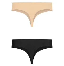 BYE-BRA - INVISIBLE THONG 2 PACK BEIGE and BLACK SIZE S
