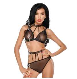 ME-SEDUCE - DOTTY SET DOS PIEZAS NEGRO S-M