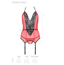 PASSION - PEONIA CORSET EROTIC LINE RED S-M