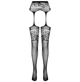 PASSION - S029 COLLANT NOIR AVEC JARRETIÈRE TAILLE UNIQUE