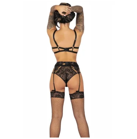 LIVCO CORSETTI FASHION - POJZON LC 90670 SUJETADOR MEDIAS LIGUERO PANTY NEGRO L-XL