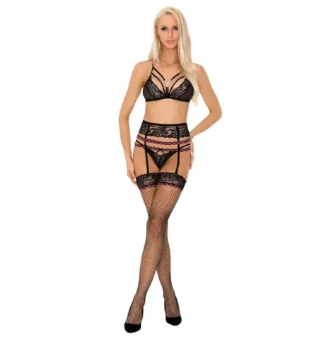 LIVCO CORSETTI FASHION - SNEHANA LC 90443 SOUTIEN-GORGE JARRETIÈRE CULOTTE NOIR L-XL