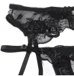 SUBBLIME - SET 3 PEZZI REGGISENO PERIZOMA GIARRETTIERA STAMPA FLOREALE NERO S-M