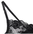 SUBBLIME - SET 3 PEZZI REGGISENO PERIZOMA GIARRETTIERA STAMPA FLOREALE NERO S-M