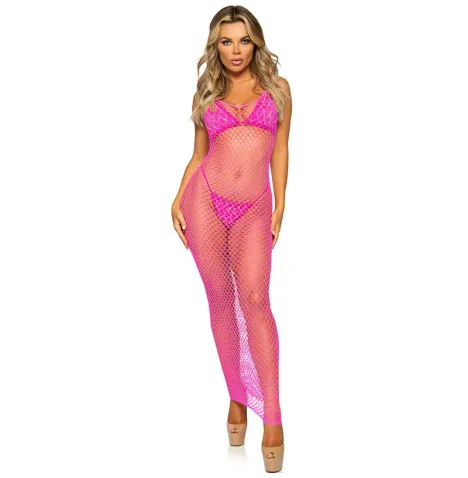 LEG AVENUE - ABITO LUNGO IN RETE FUCSIA TAGLIA UNICA
