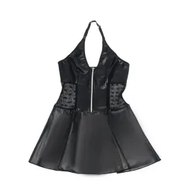 SUBBLIME - 957704 ABITO IN PELLE CON CERNIERA IN PIZZO NERO S-M