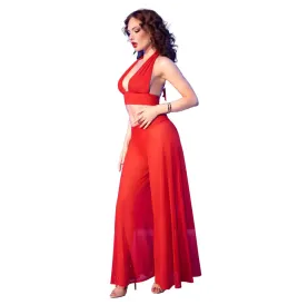 CHILIROSE - CR 4857 SET TOP Y PANTALONES ROJO TALLA S