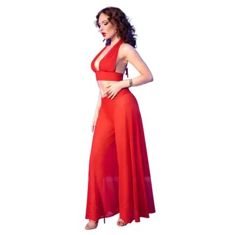 CHILIROSE - CR 4857 SET TOP Y PANTALONES ROJO TALLA S