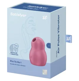 SATISFYER - STIMULATEUR ET VIBRATEUR DOUBLE AIR PULSE PRO TO GO 1 ROUGE