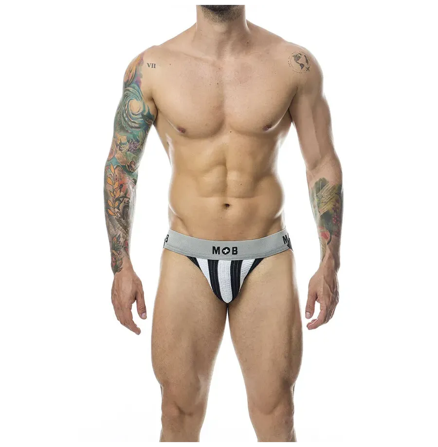 MOB - JOCK BLANC À RAYURES CLASSIQUES TAILLE L MOB - JOCK BLANC À RAYURES CLASSIQUES TAILLE L