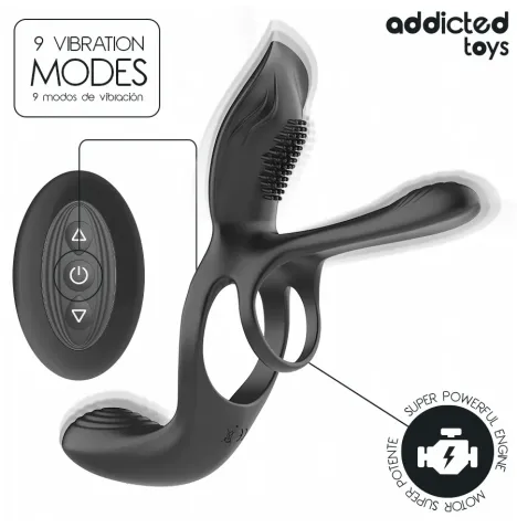 ADDICTED TOYS - ANNEAU DOUBLE PÉNIS AVEC STIMULATEUR CLITORIAL