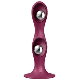 SATISFYER - DOUBLE BALL-R DILDO SILICONA GRANATE