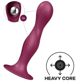 SATISFYER - GODE EN SILICONE DOUBLE BALL-R GRENAT