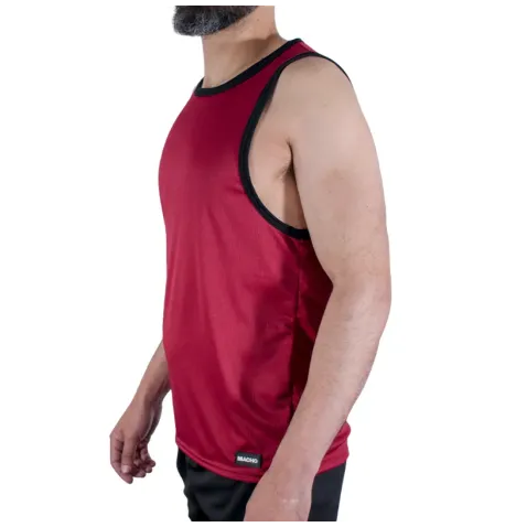 MACHO - CMV003 T-SHIRT DE GYM BORDEAUX, TAILLE S-M