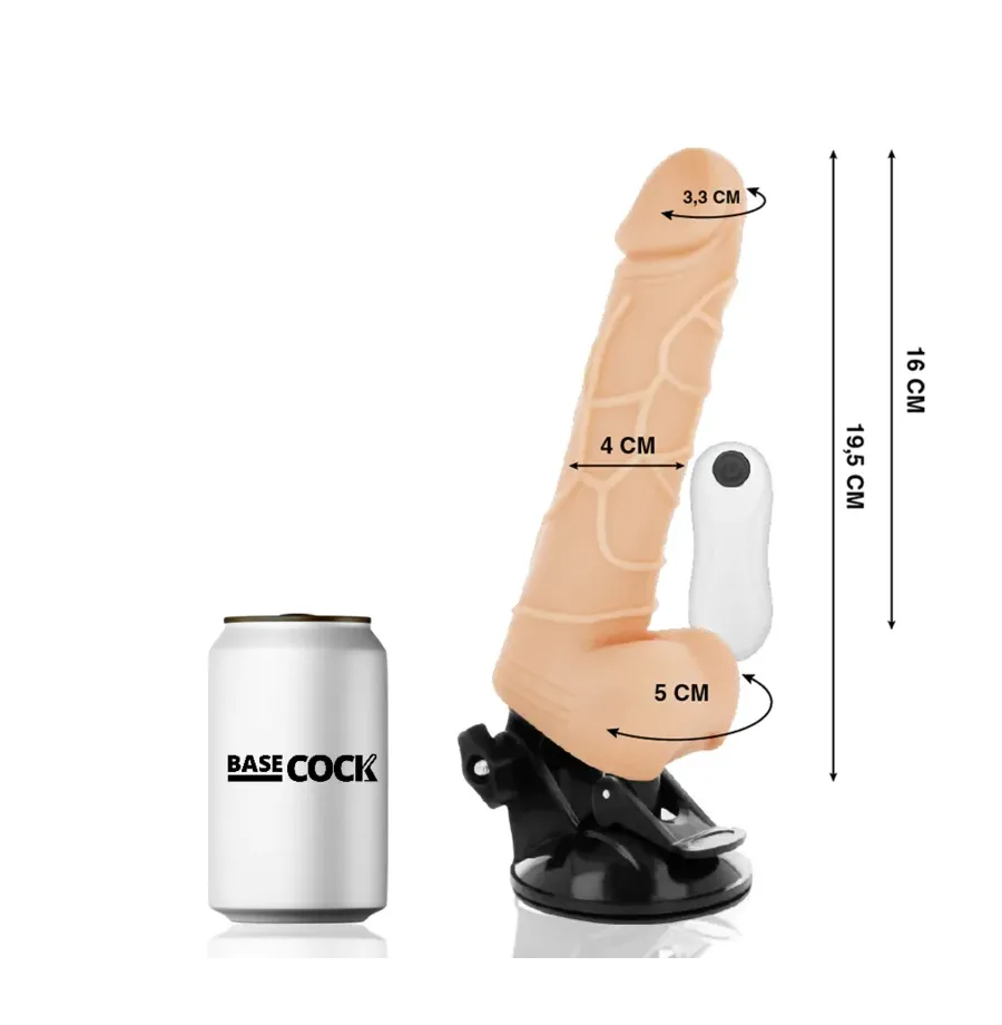 BASECOCK - VIBRADOR REALÍSTICO CONTROL REMOTO NATURAL CON TESTÍCULOS 19.5 CM -O- 4 CM BASECOCK - VIBRADOR REALÍSTICO CONTROL REMOTO NATURAL CON TESTÍCULOS 19.5 CM -O- 4 CM