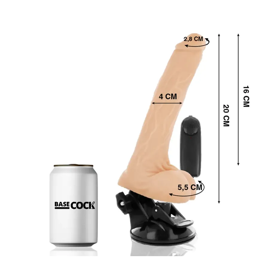 BASECOCK - VIBRATEUR NATUREL RÉALISTE TÉLÉCOMMANDE AVEC TESTICULES 20 CM -O- 4 CM