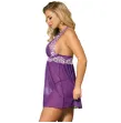 SUBBLIME - BABYDOLL BLANCO ENCAJE FLORAL MORADO S-M SUBBLIME - BABYDOLL BLANCO ENCAJE FLORAL MORADO S-M