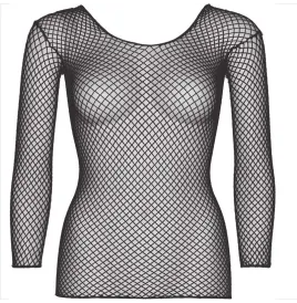 LEG AVENUE - FISHNET LONG SLEEVE T-SHIRT BLACK