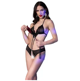 CHILIROSE - CR 4410 BODYSUIT CROTCHLESS BLACK S-M