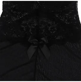 SUBBLIME - BABYDOLL TELA DE TUL DETALLE ENCAJE Y FLOR NEGRO S-M