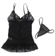SUBBLIME - BABYDOLL WITH ADJUSTABLE STRAPS AND TRANSPARENT LACE FLORAL PRINT BLACK S-M SUBBLIME - BABYDOLL WITH ADJUSTABLE STRAPS AND TRANSPARENT LACE FLORAL PRINT BLACK S-M
