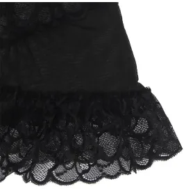 SUBBLIME - BABYDOLL WITH ADJUSTABLE STRAPS AND TRANSPARENT LACE FLORAL PRINT BLACK S-M
