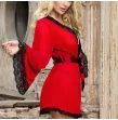 SUBBLIME - ROBE EN TISSU TRANSPARENT DÉTAIL DENTELLE ROUGE S-M SUBBLIME - ROBE EN TISSU TRANSPARENT DÉTAIL DENTELLE ROUGE S-M