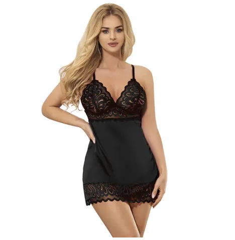SUBBLIME - BABYDOLL WITH FLORAL PRINT CHEST BLACK S-M