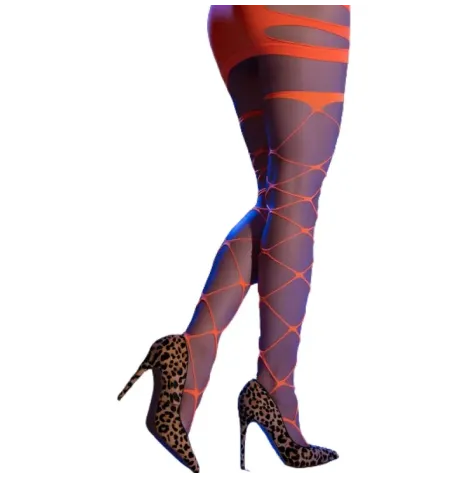 CHILIROSE - CR 4706 CABARET TIGHTS ORANGE S-M