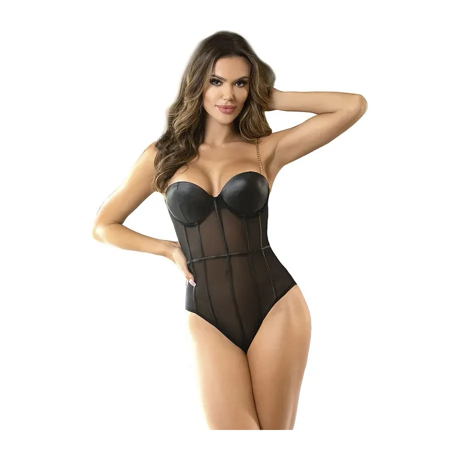 SUBBLIME - BODY CON BRETELLE A CATENA NERA S-M SUBBLIME - BODY CON BRETELLE A CATENA NERA S-M