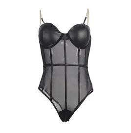 SUBBLIME - BODY CON BRETELLE A CATENA NERA S-M