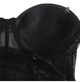 SUBBLIME - BODY CON BRETELLE A CATENA NERA S-M