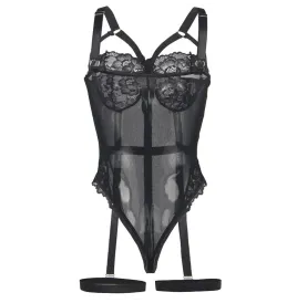 SUBBLIME - TEDDY WITH GARTER STRAP DETAIL CHEST BLACK S-M
