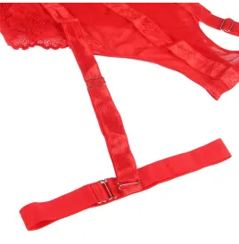 SUBBLIME - TEDDY AVEC JARRETIÈRE DÉTAIL POITRINE ROUGE S-M