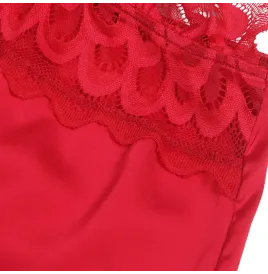 SUBBLIME - BABYDOLL EN SATIN AVEC DENTELLE ROUGE S-M
