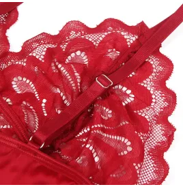 SUBBLIME - BABYDOLL EN SATIN AVEC DENTELLE ROUGE S-M